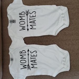 TWINS ONESIES NEVER USED,SIZE 3-6 MONTHS
